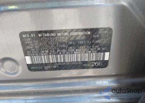 2018 Mitsubishi Outlander Le from USA, damaged, VIN JA4AD3A39JZ060546